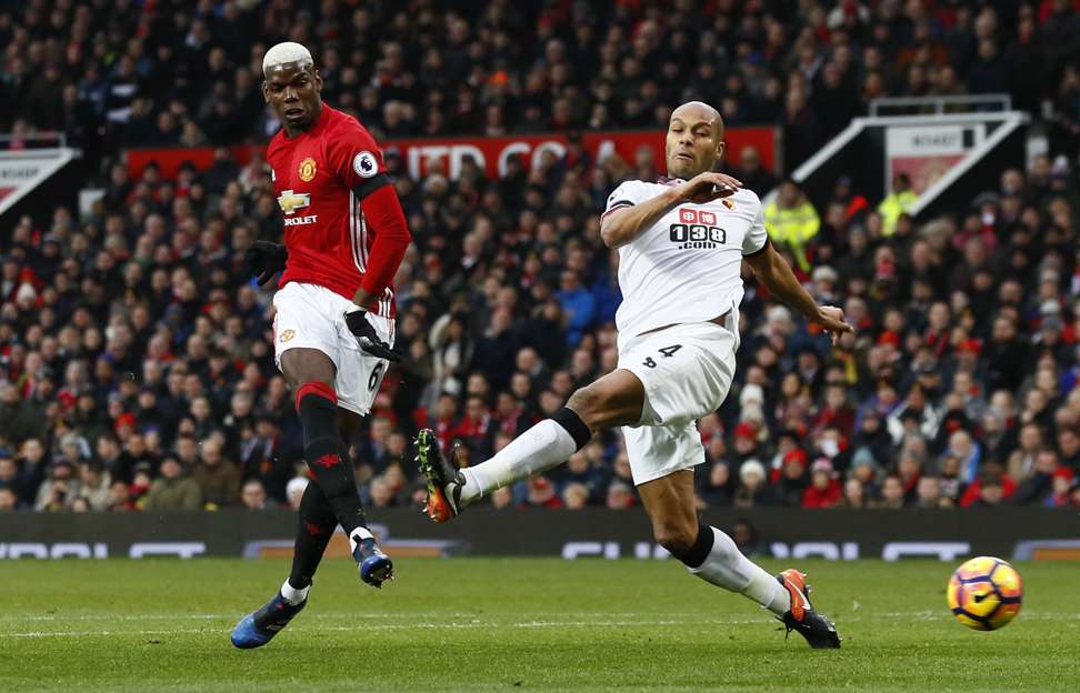 Manchester United's Paul Pogba shoots at goal against Watford. Photo: Reuters