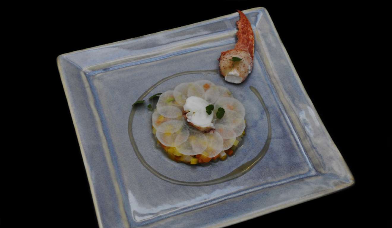 Jerome Laurent's lobster with crunchy vegetables and honey vinaigrette, served at a private dinner in Shanghai.