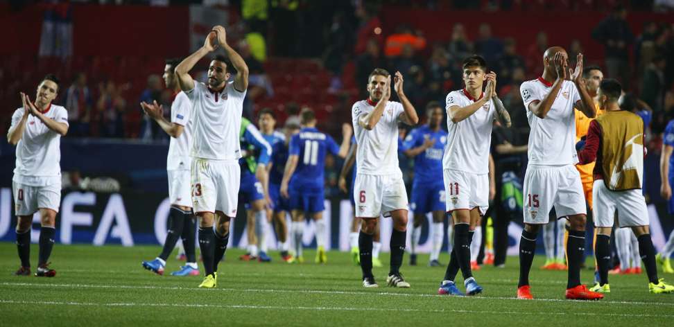 Sevilla will take a 2-1 lead to the second leg in Leicester. Photo: Reuters