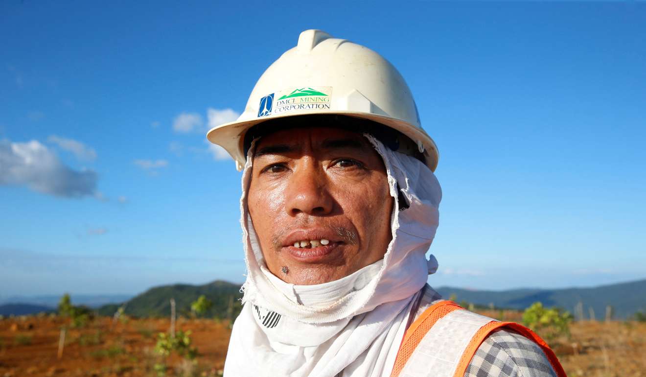 A mine worker from Zambales Diversified Metals Corporation is pictured at a nickel-ore mine ordered closed by Environment secretary Regina Lopez in northern Philippines. Photo: Reuters
