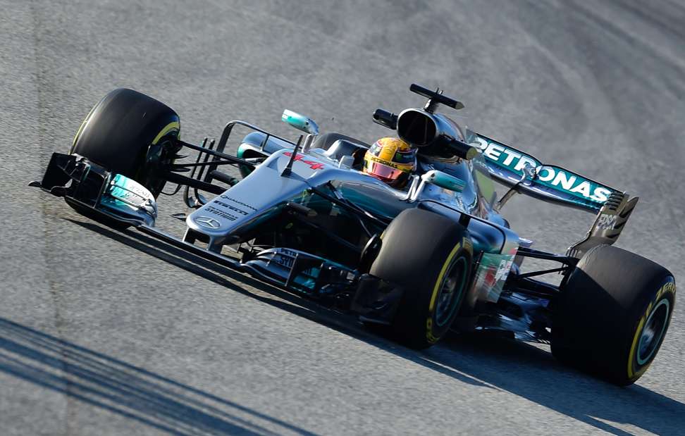Hamilton topped the timesheets on Monday. Photo: AFP
