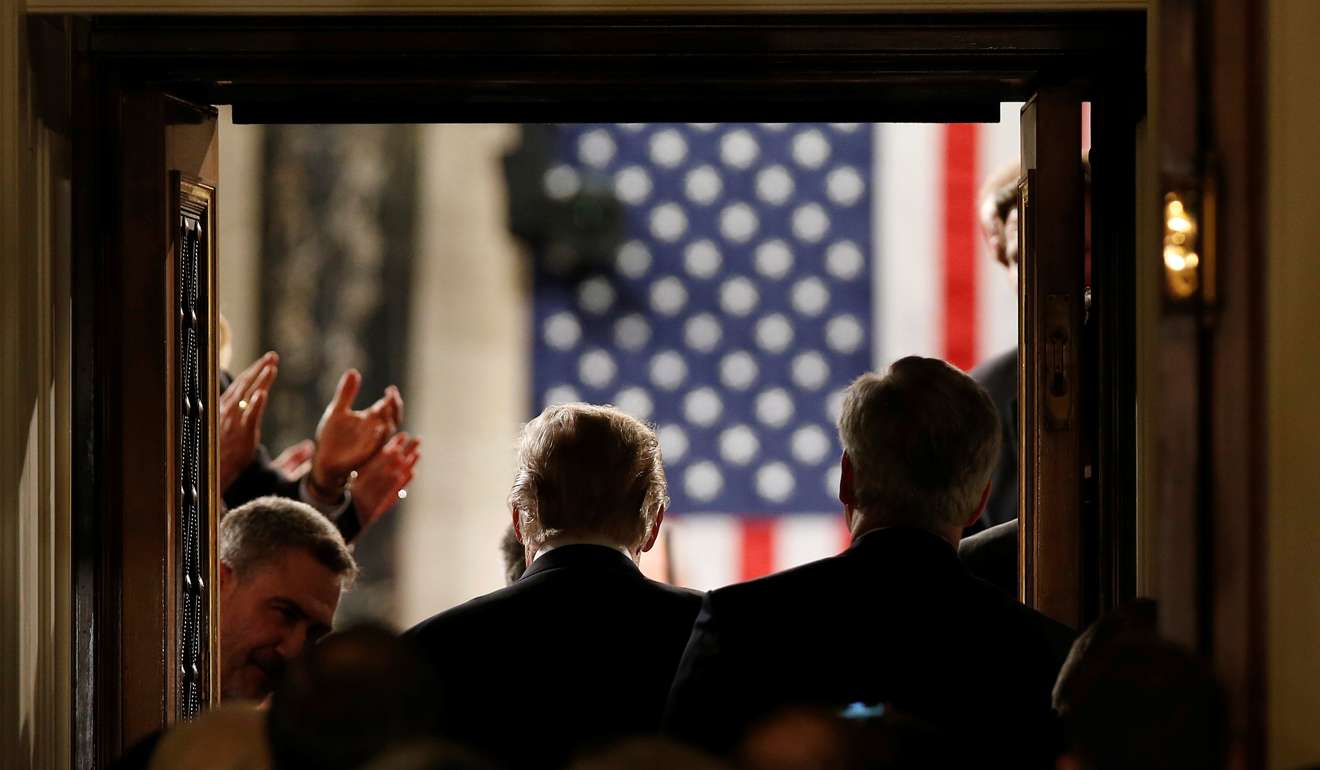 US President Donald Trump arrives for his speech.Photo: Reuters