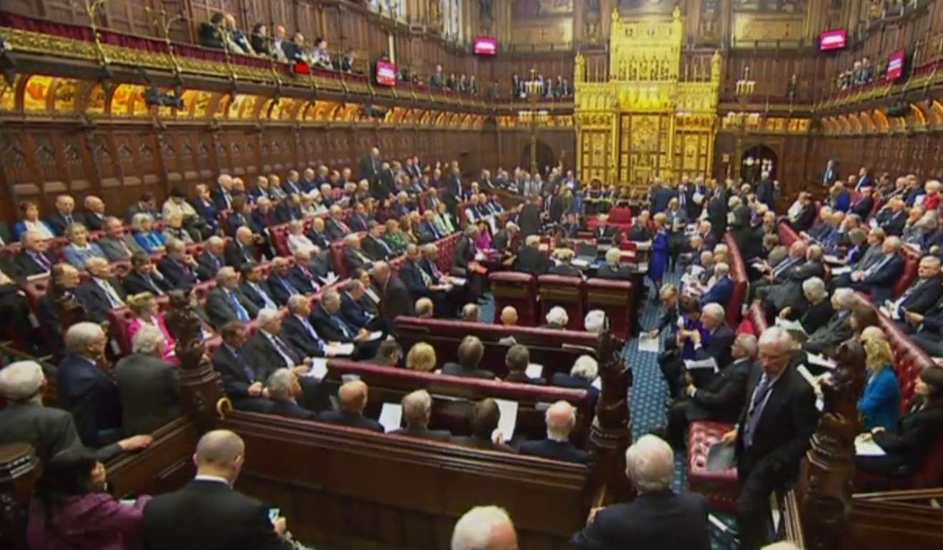 A video grab shows the House of Lords Chamber at the start of the second day of The European Union (Notification of Withdrawal) Bill - Committee Stage, in London on Wednesday. Photo: AFP