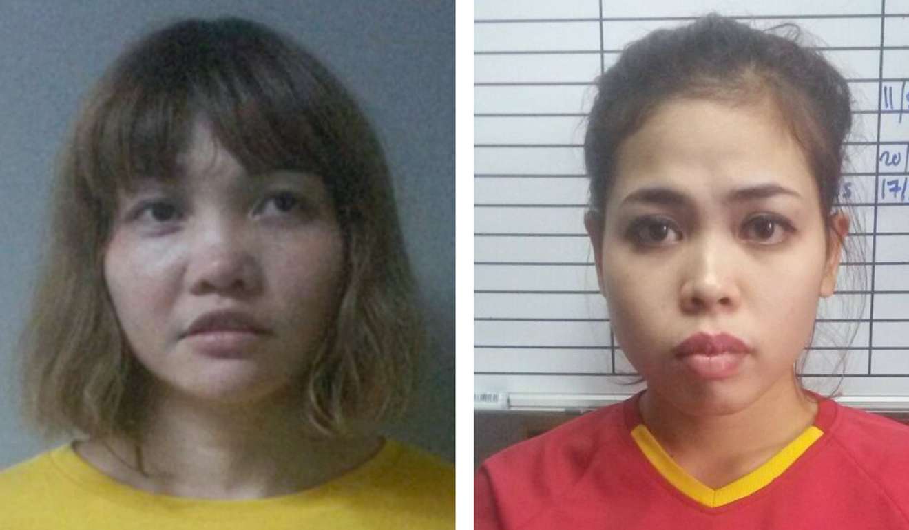 Vietnamese Doan Thi Huong, left, and Indonesian Siti Aisyah, who have been arrested in connection with the killing of Kim Jong-nam. Photo: EPA