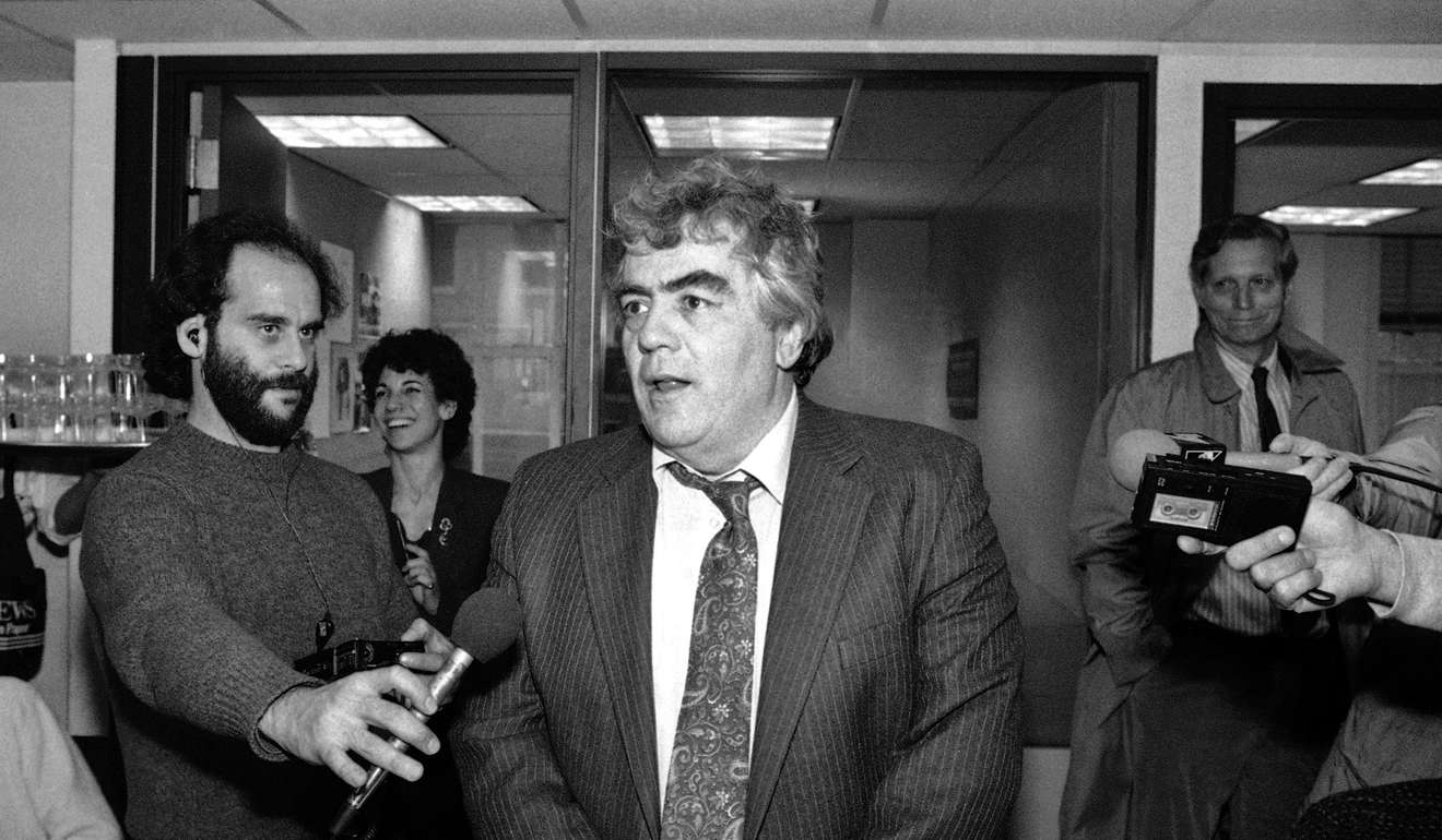 In this April 17, 1986, file photo, Jimmy Breslin of the New York Daily News, speaks to reporters after winning the Pulitzer prize for commentary. Photo: AP