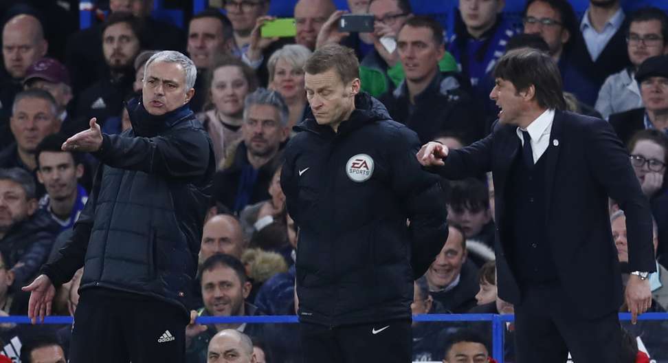 Manchester United manager Jose Mourinho (left) and Chelsea manager Antonio Conte. Photo: Reuters