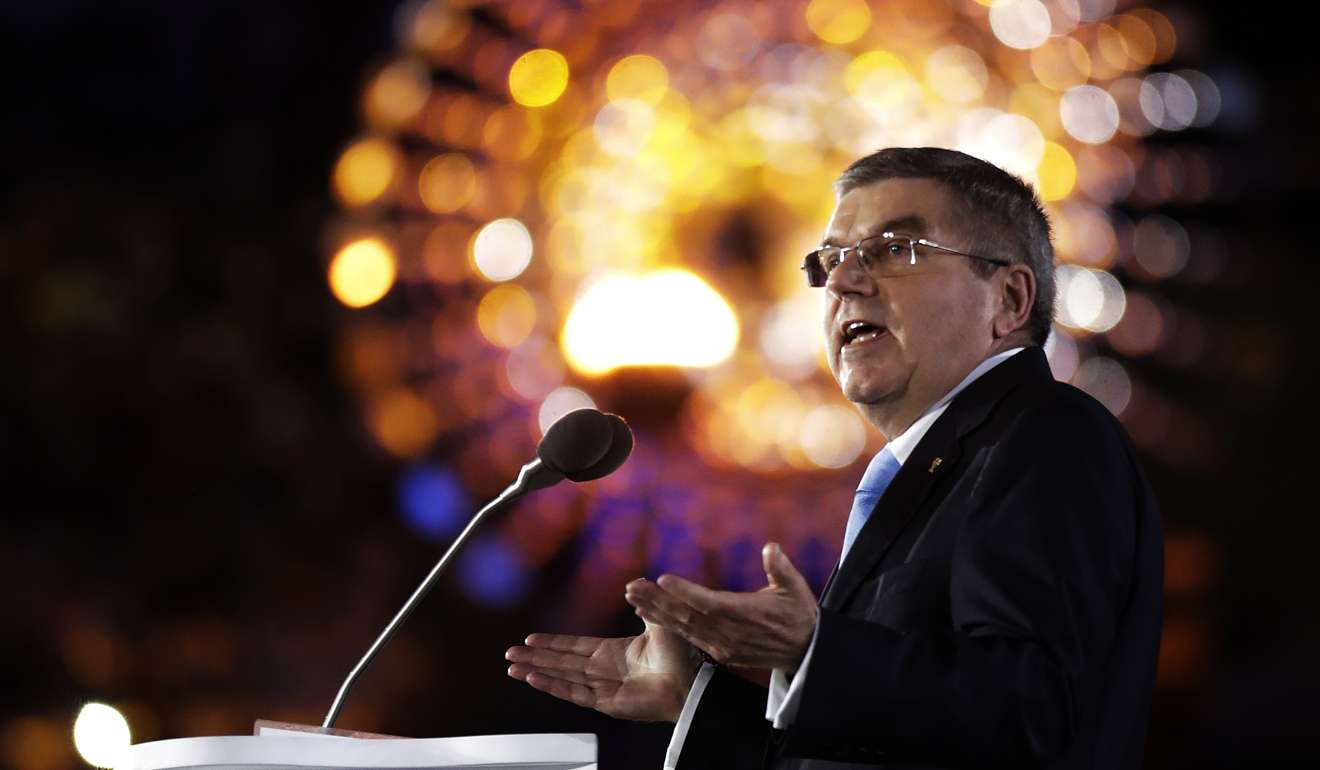 International Olympic Committee president Thomas Bach delivers a speech during the closing ceremony for the 2016 Olympic Games in Rio de Janeiro. Photo: AP