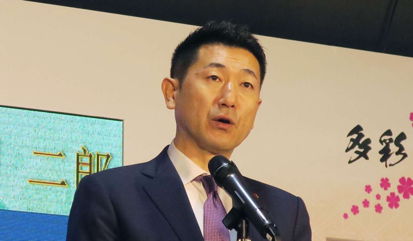 Japanese Senior Vice Minister of Internal Affairs and Communications Jiro Akama addresses an event promoting Japan's culture and tourism in Taipei. Akama became the highest level government official of Japan to visit the island since the two sides severed diplomatic ties in 1972. Photo: Kyodo