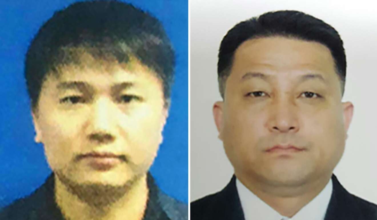 This combination of file handout pictures released by the Royal Malaysian Police shows North Korean airline employee Kim Uk-il (left) and Hyon Kwang-song, second secretary at the North Korean embassy in Kuala Lumpur. Photo: AFP