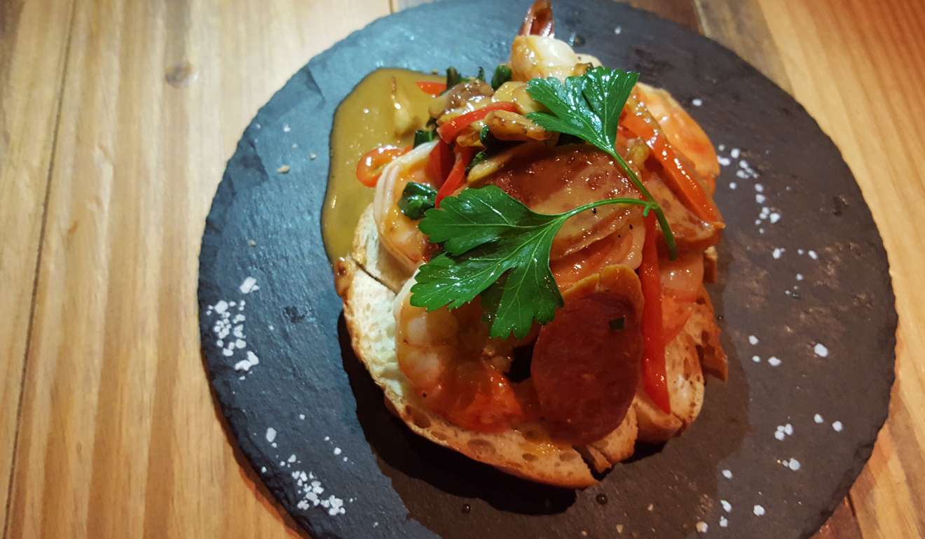 The Quay bar and restaurant’s chilli garlic tiger prawns with chorizo