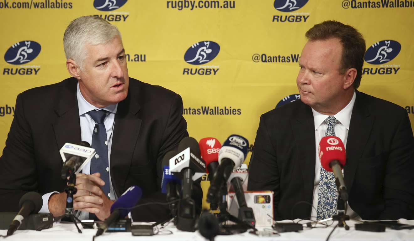 Australian Rugby Union chairman Cameron Clyne (left) and chief executive officer Bill Pulver. Photo: AP
