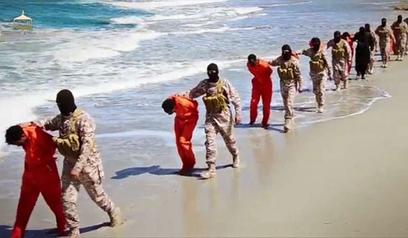A still from an Islamic State video that showed the execution of people the group had taken prisoner. Photo: AP
