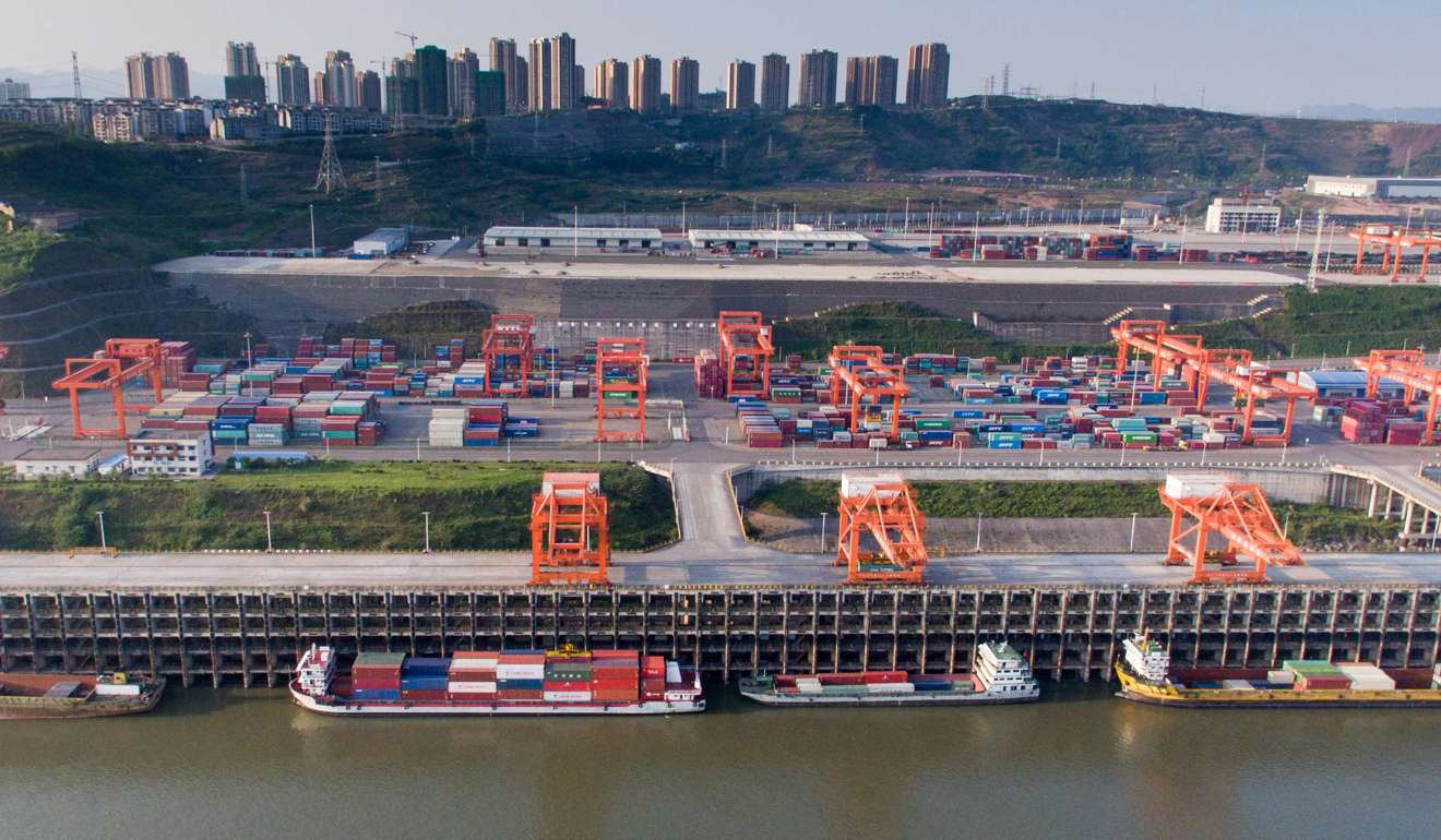 Guoyuan port on the Yangtze River in Chongqing, southwest China. Hundreds of such transport-related inftrastructure projects are being planned in countries along the Belt and Road. Photo: Xinhua