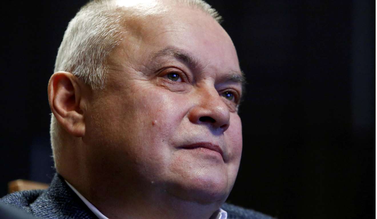 Russian state TV anchorman Dmitry Kiselyov has turned his sights on Donald Trump, calling him dangerous and unpredictable. Photo: Reuters