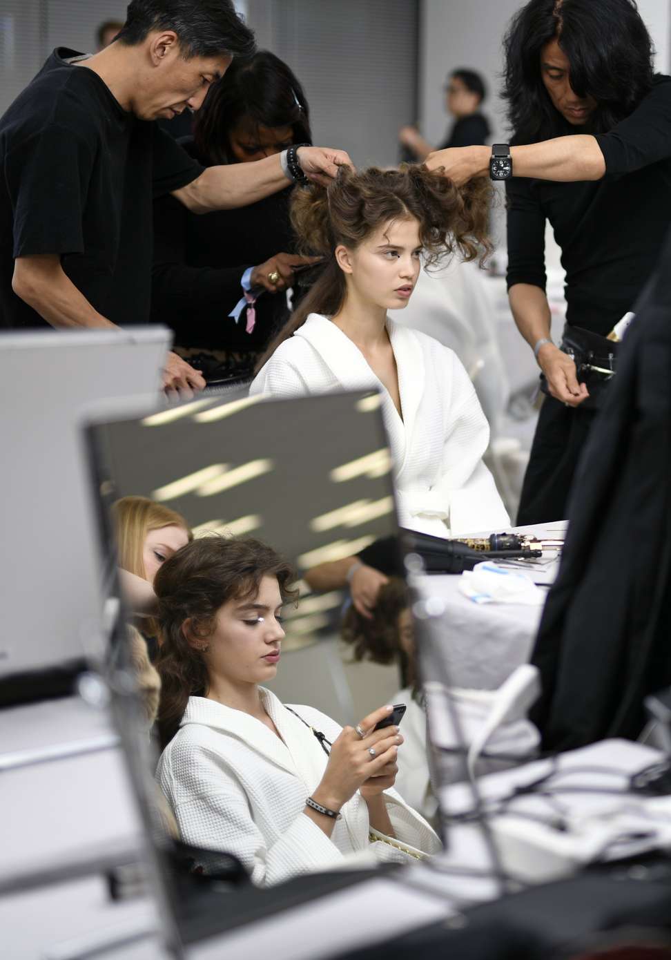 Backstage at Christian Dior’s spring-summer 2017 haute couture show at Ginza Six . Photo: EPA/Franck Robichon