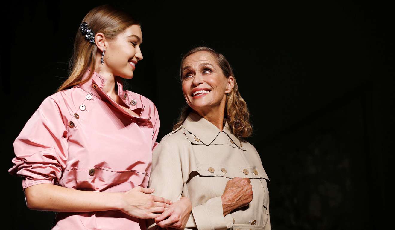 Gigi Hadid and Lauren Hutton present creations at the Bottega Veneta fashion show during Milan Fashion Week Spring/Summer 2017. Photo: REUTERS