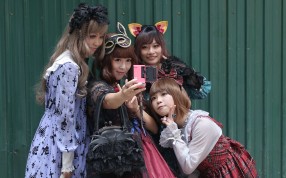 Hong Kong Lolitas (from left) Clara Lau, Angela Leung, Sammi Wong and Kat Wong in Causeway Bay. Picture: Paul Yeung