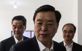 Zhang Dejiang (centre) spoke strong words about calls for Hong Kong independence. Photo: AFP