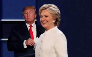 Republican U.S. presidential nominee Donald Trump and Democratic U.S. presidential nominee Hillary Clinton during the third and final 2016 presidential campaign debate last week. Photo: Reuters
