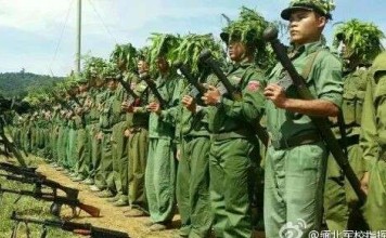 A Weibo picture posted by the “Northern Myanmar Military Academy” purportedly of soldiers from the Myanmar National Democratic Alliance Army. Photo: SCMP Pictures