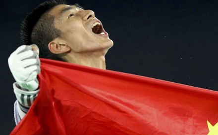 Zhao Shuai of China celebrates winning the men’s 58hk taekwondo final. Photo: Reuters