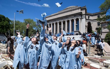 Chinese graduates at Columbia University in New York in 2016. The government said 82.23 per cent of students who studied abroad returned to China last year. Photo: Xinhua