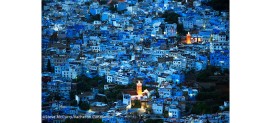 The enchanting haven of Chefchaouen which is nestled below the jagged peaks of the Rif Mountains The enchanting haven of Chefchaouen which is nestled below the jagged peaks of the Rif Mountains