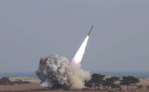 A photo from the North Korean news agency KCNA shows the test-firing of new-type large-caliber multiple launch rocket system by the North Korean military. Photo: EPA A photo from the North Korean news agency KCNA shows the test-firing of new-type large-caliber multiple launch rocket system by the North Korean military. Photo: EPA