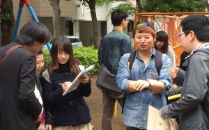 Chinese and Japanese people meet at a Hanyu Jiao (or Chinese chat) session at a park in Tokyo’s bustling Ikebukuro district. Photo: Kyodo