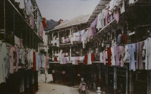 Laundry hangs outside brothels to dry in Spring Garden Lane in a 1915 photograph.