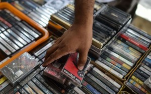 A shopper browsing cassettes on International Cassette Store Day in Subang Jaya. Photo: AFP