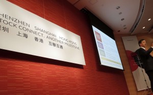 Hong Kong Exchanges and Clearing chief executive Charles Li speaks after the long-awaited Shenzhen-Hong Kong Stock Connect was officially approved in August by the Chinese government. Photo: AP