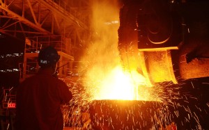 An employee works at a steel factory in Dalian, Liaoning Province, China, June 27, 2016. Picture taken June 27, 2016. REUTERS/Stringer ATTENTION EDITORS - THIS IMAGE WAS PROVIDED BY A THIRD PARTY. EDITORIAL USE ONLY. CHINA OUT. NO COMMERCIAL OR EDITORIAL SALES IN CHINA.
