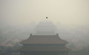 The Forbidden City is shrouded in the heavy air pollution in Beijing in early November. Photo: AFP