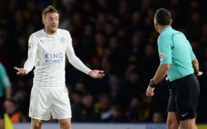Leicester City's Jamie Vardy shows his frustration against Watford in the Premier League on the weekend. Photo: Reuters