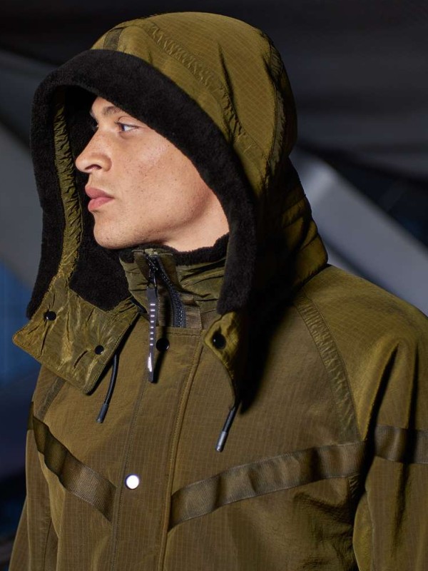 As the temperature drops, the NikeLab x Stone Island windrunner coat and lace-up boot from On Pedder will keep you warm