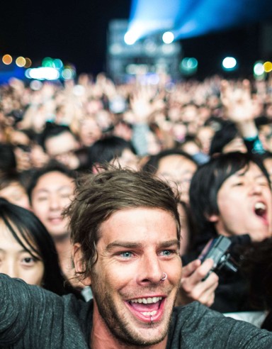 The Libertines fires up last year’s Clockenflap crowd. Picture: AFP
