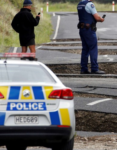 The quake killed at least two people, damaged roads and buildings, and triggered a tsunami warning. Photo: Reuters