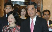 Regina Ip (left) with Leung Chun-ying at a New People’s Party event in Wan Chai earlier this month. Photo: Sam Tsang