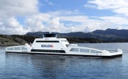 The world’s first electric ferry, 80 metres long and 20 metres wide, crosses a fjord in southern Norway in 20-minute stints, travelling 6km stretches 34 times a day. Photo: Norled
