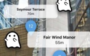 The augmented reality feature on the Spacious property search app, showing property listing details including “haunted houses”.