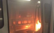 The fire on the MTR train. Photo: Facebook