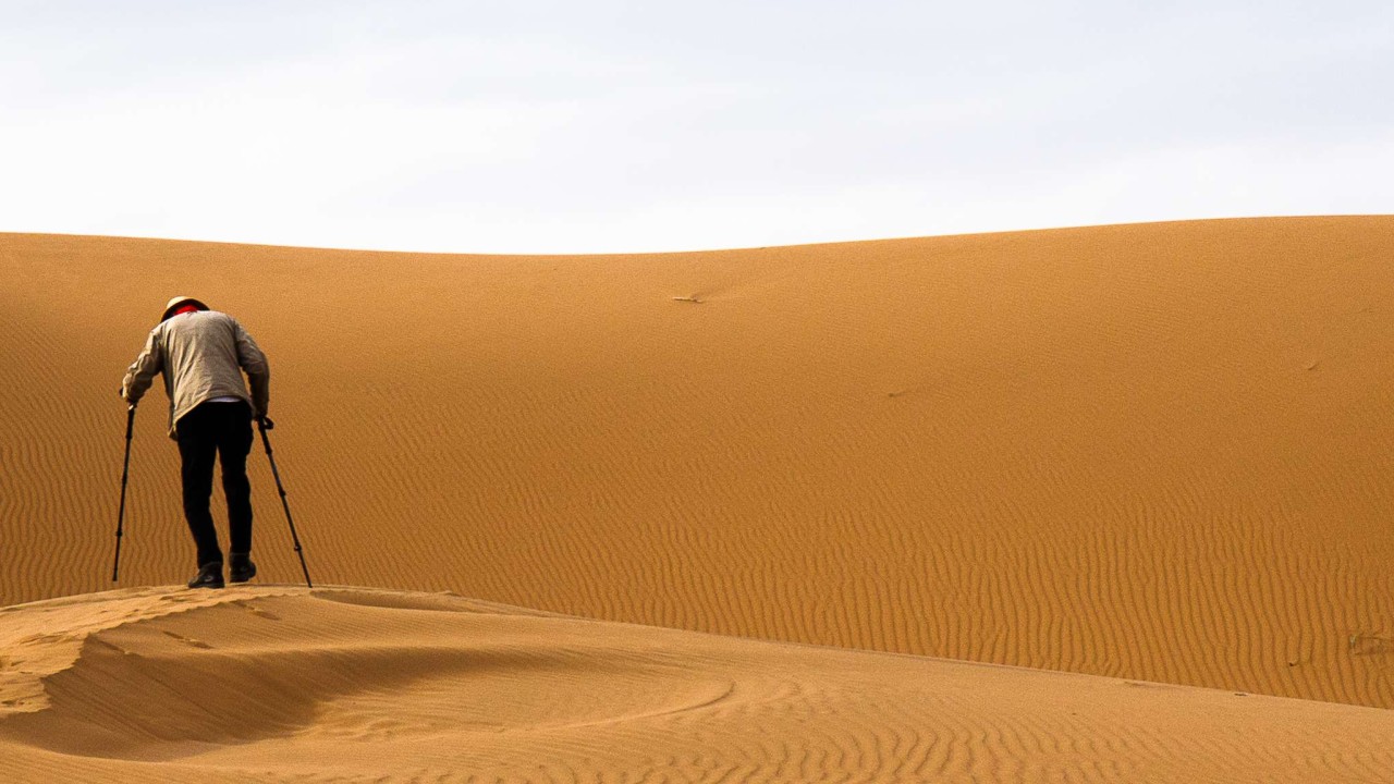 Expedition leader Alan Nichols in the Tengger desert, Inner Mongolia. Picture Tessa Chan
