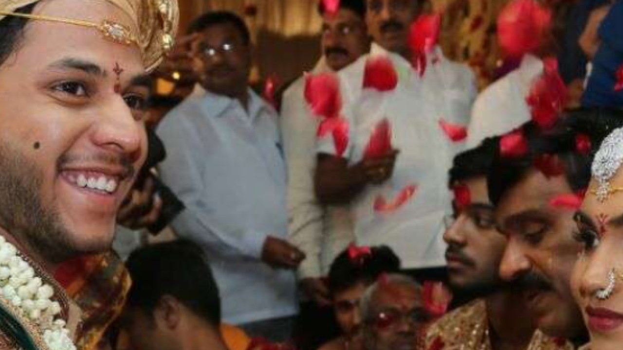 Daughter of Gali Janardhan Reddy, Bramhani (right) sits with her groom, Rajeev Reddy during their wedding at the Bangalore Palace Grounds in Bangalore. Photo: AFP/Janardhana Reddy family Daughter of Gali Janardhan Reddy, Bramhani (right) sits with her groom, Rajeev Reddy during their wedding at the Bangalore Palace Grounds in Bangalore. Photo: AFP/Janardhana Reddy family