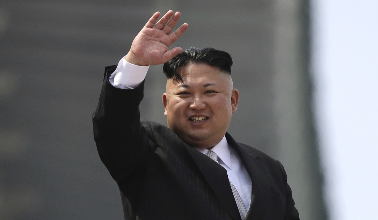 North Korean leader Kim Jong-un waves during a military parade to celebrate the 105th birth anniversary of his grandfather Kim Il-sung in Pyongyang. Photo: AP