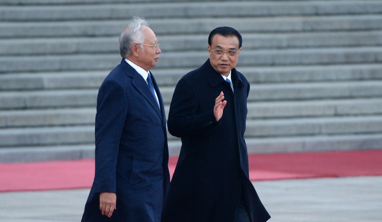 Malaysian Prime Minister Najib Razak and Chinese Premier Li Keqiang in Beijing. The collapse of the Bandar Malaysia deal has fuelled speculation over Chinese investment in the country. Photo: AFP