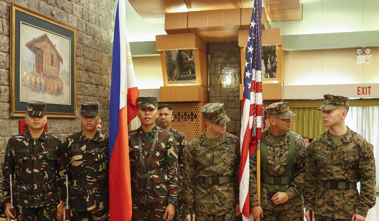 Philippines and United States troops prepare for opening ceremonies of the joint military exercises. Photo: EPA