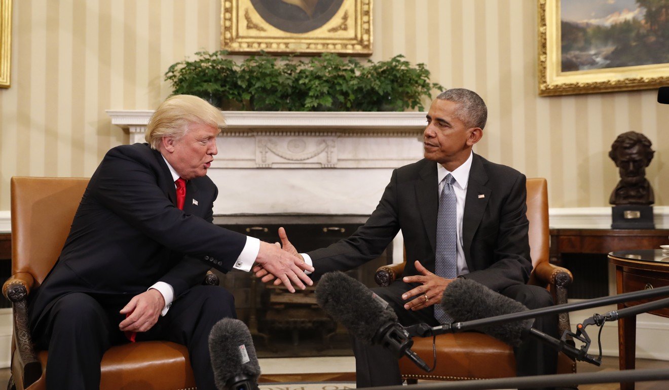 President Barack Obama shakes hands with then president-elect Donald Trump in the Oval Office of the White House in Washington, on November 10. Photo: AP