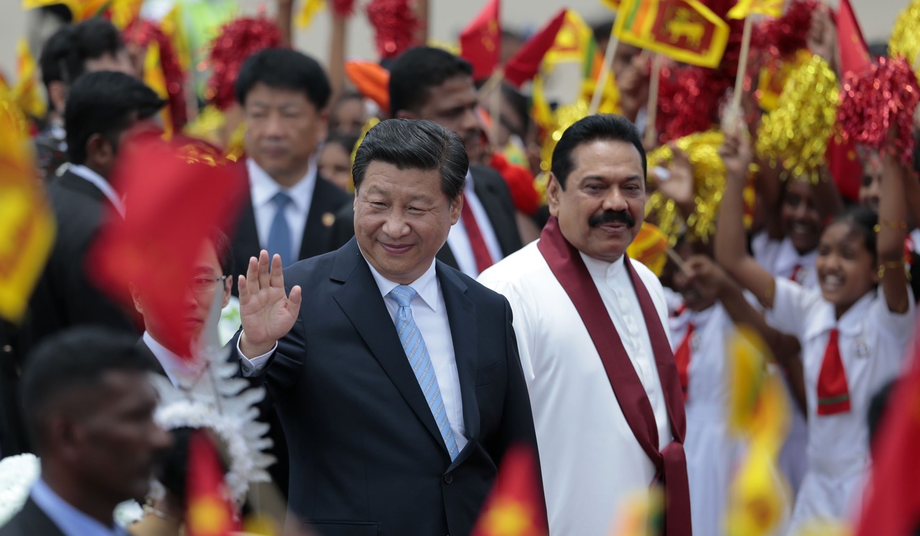 China's President Xi Jinping, with then Sri Lankan President Mahinda Rajapaksa, in Colombo in 2014. Photo: AP
