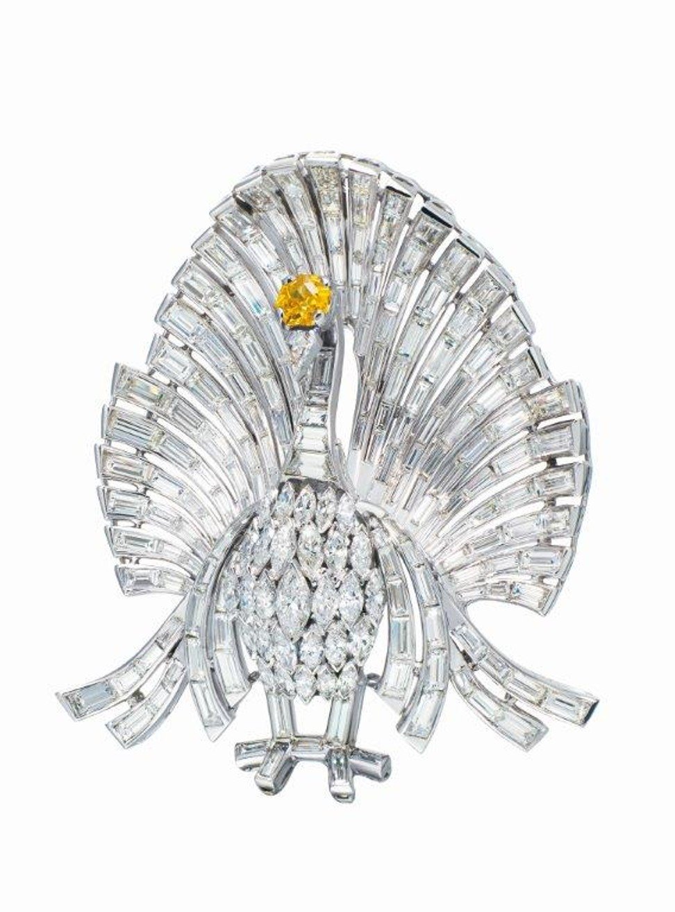 Diamond Peacock Brooch by Ronald Abram